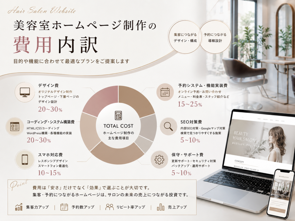 美容室ホームページ制作の費用内訳と主な制作項目