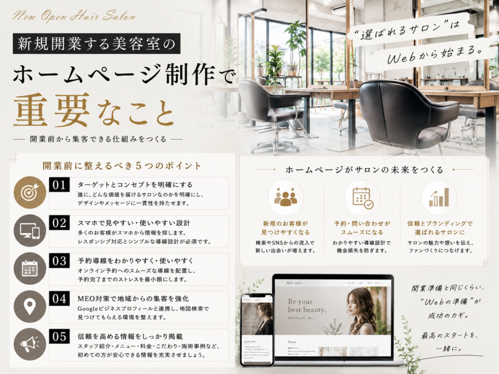 新規開業する美容室のホームページ制作で重要な5つのポイント