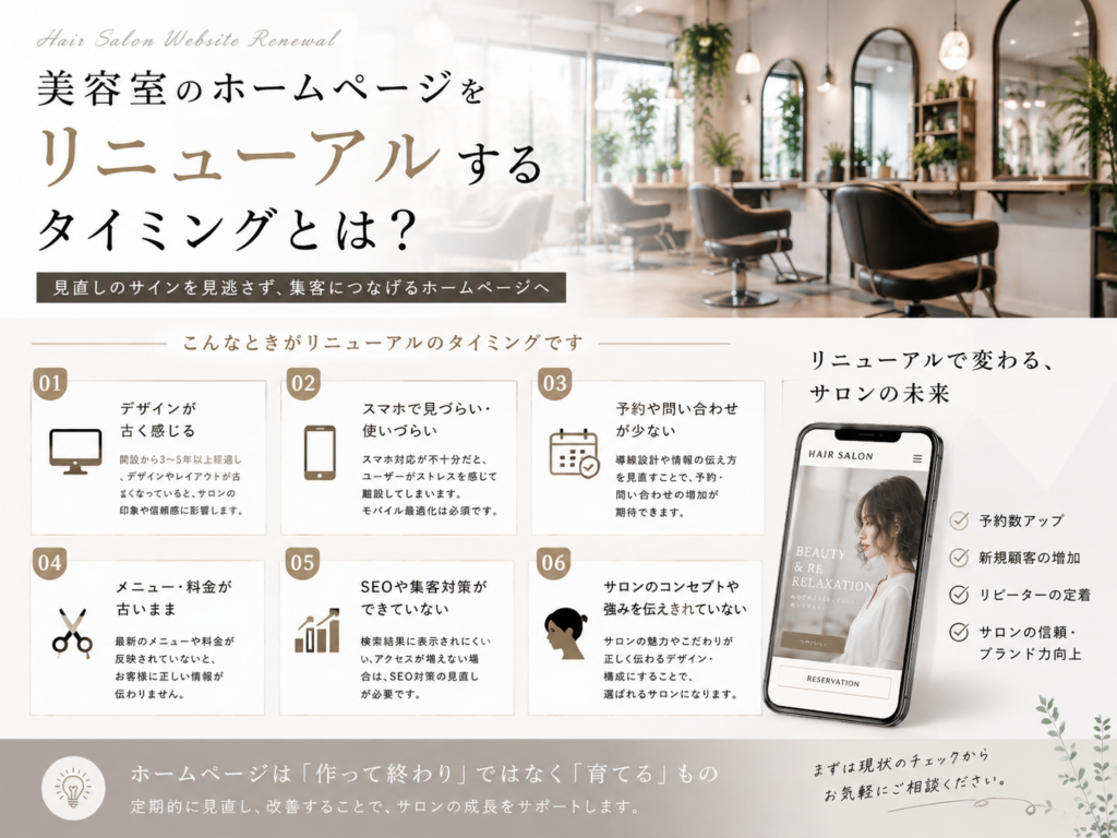 美容室ホームページをリニューアルするタイミングと見直すべきポイント