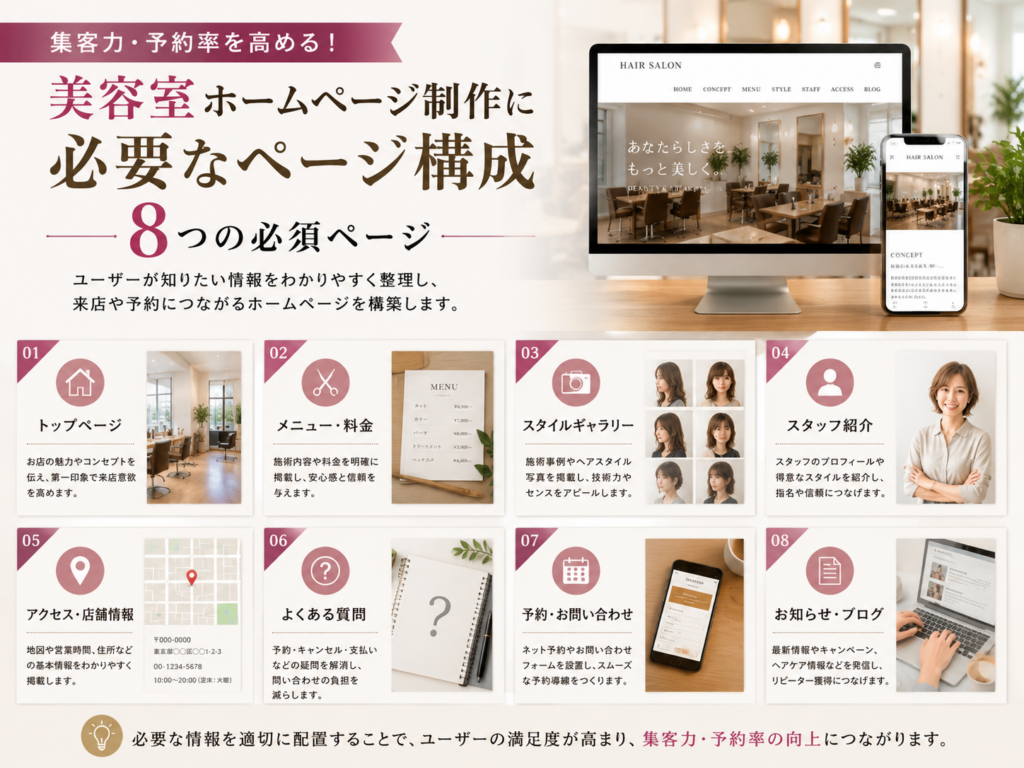 集客できる美容室ホームページ制作に必要なページ構成と必須コンテンツを解説