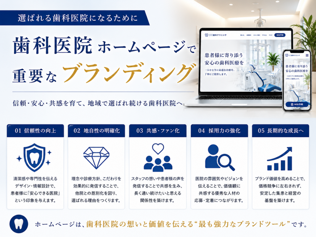 歯科医院ホームページ制作のブランディング｜信頼性向上・差別化・採用強化・長期的な集患を実現