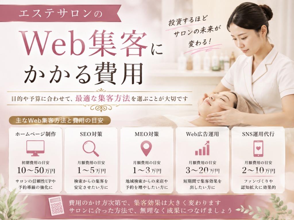 エステサロンのWeb集客にかかる費用とSEO・MEO・Web広告・SNSなどの費用目安