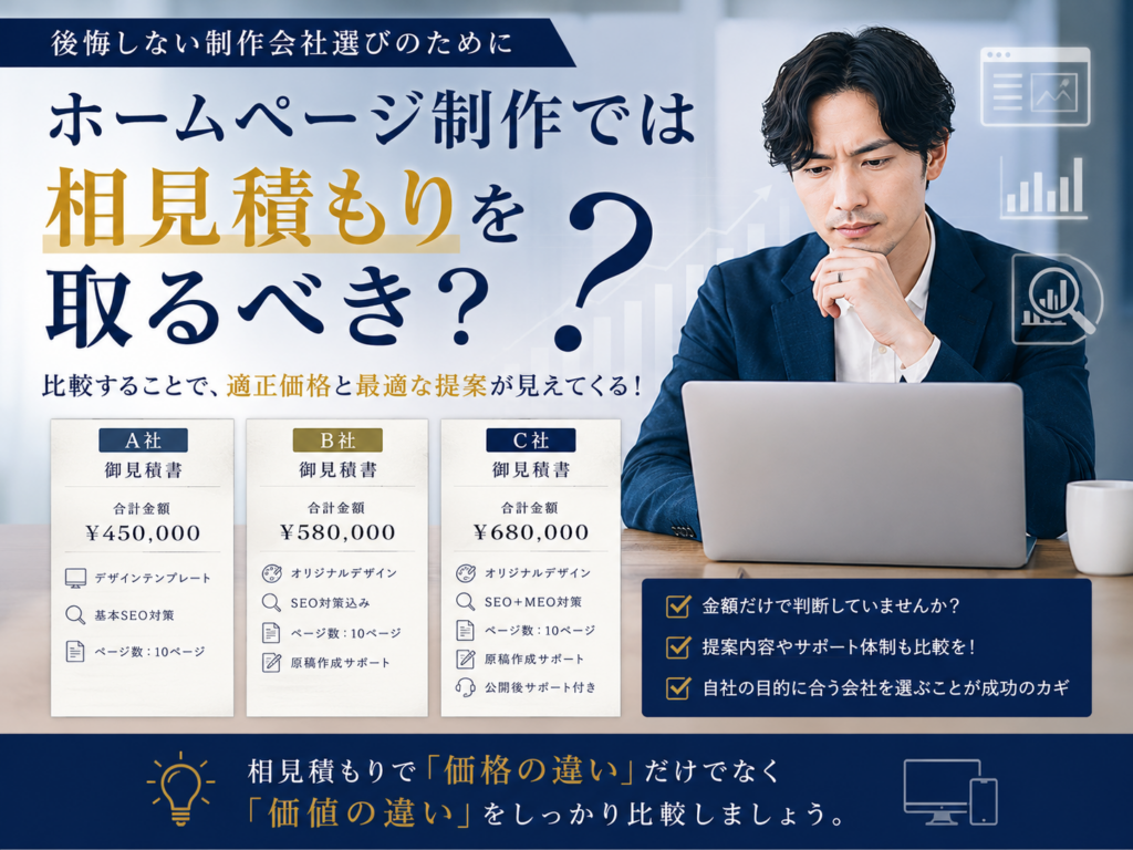 ホームページ制作では相見積もりを取るべき?複数社の見積もり費用・提案内容を比較するポイント