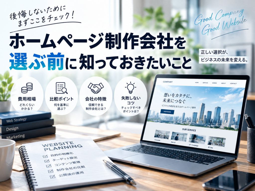 ホームページ制作会社を選ぶ前に知っておきたい費用相場・比較ポイント・会社選びの注意点