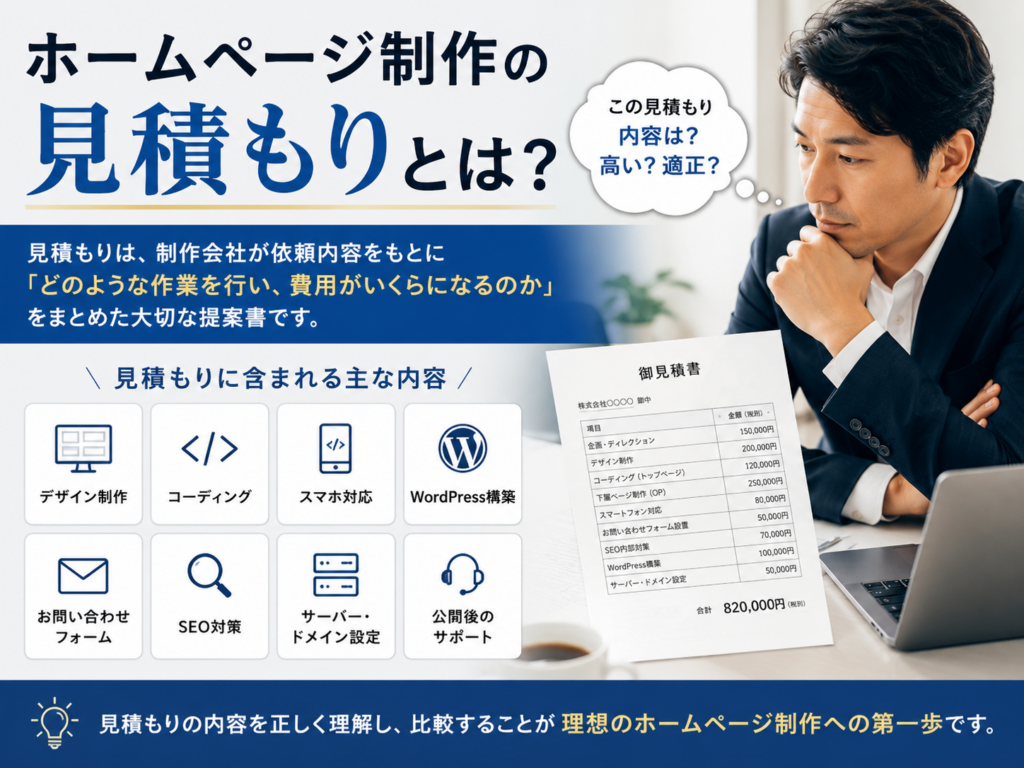 ホームページ制作の見積もりとは?見積書に含まれる内容や費用の内訳をわかりやすく解説