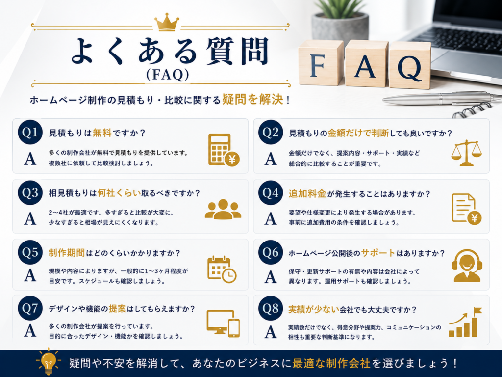 ホームページ制作の見積もりに関するよくある質問(FAQ)と見積もり比較の疑問を解説