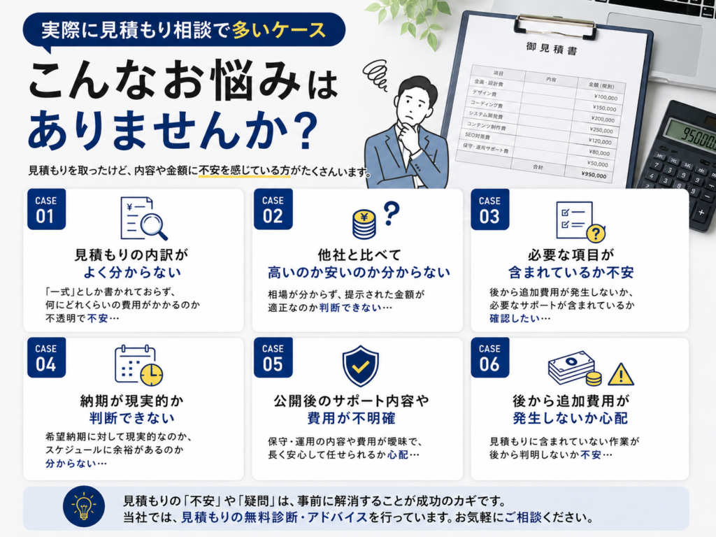 ホームページ制作の見積もり相談でよくある悩みや見積書の確認ポイントをまとめ