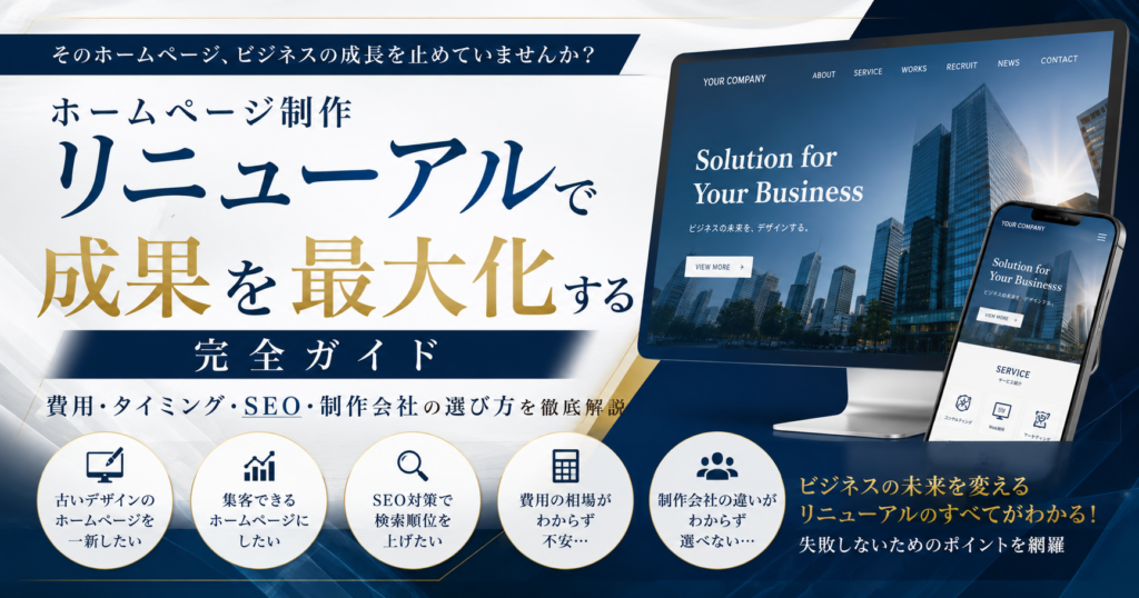 ホームページ制作リニューアルの費用・SEO対策・制作会社の選び方を解説する完全ガイド