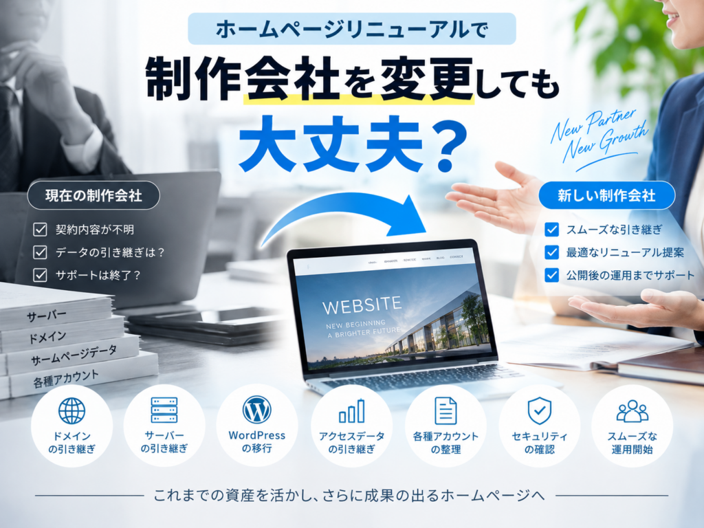 ホームページリニューアルで制作会社を変更する際の引き継ぎと注意点