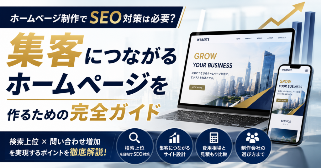 ホームページ制作でSEO対策を成功させる方法や集客につながるホームページ制作のポイントを解説