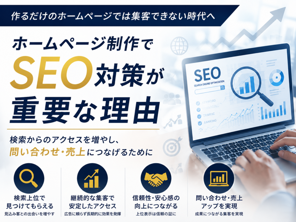 SEO対策を取り入れたホームページ制作で検索順位向上と集客につながるポイントを紹介