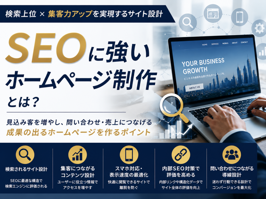 SEOに強いホームページ制作で検索順位と集客力を高めるサイト設計を紹介