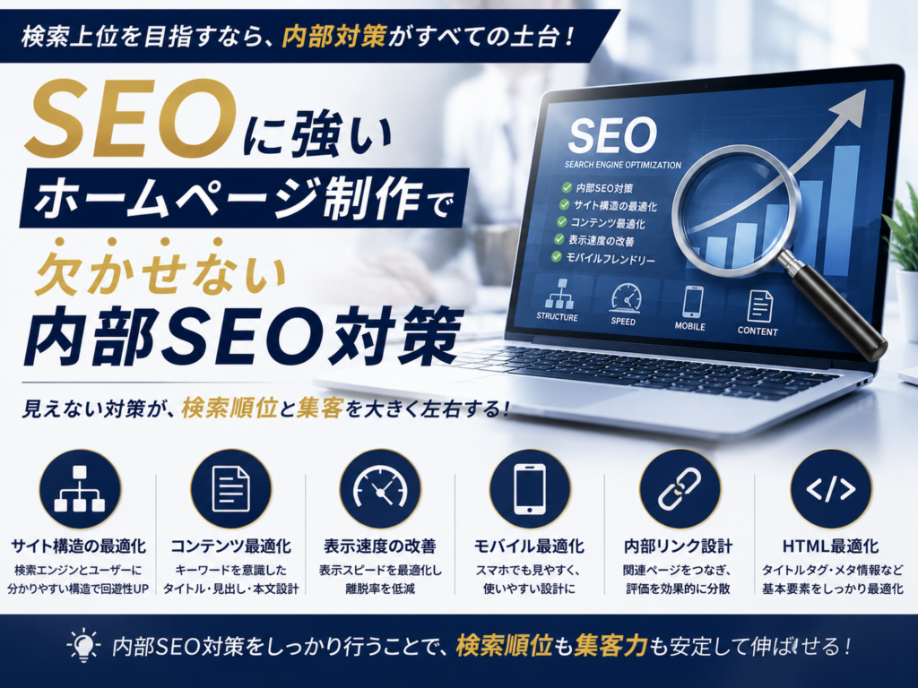 SEOに強いホームページ制作で重要な内部SEO対策やサイト構造の最適化を紹介