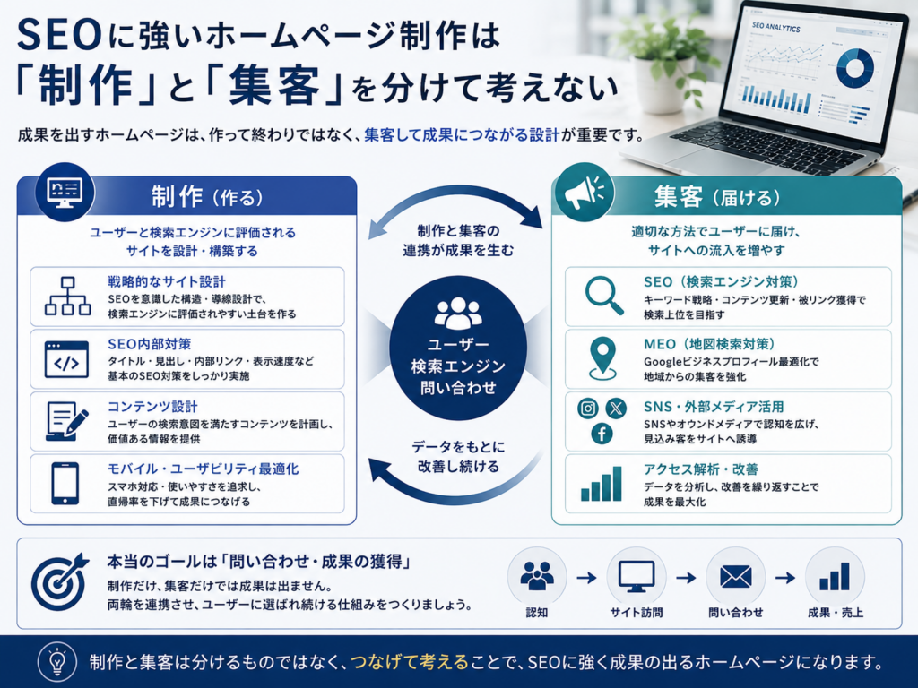 SEOに強いホームページ制作で制作と集客を一体化して成果につなげる方法