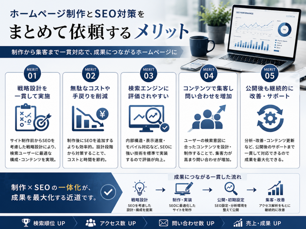 ホームページ制作とSEO対策をまとめて依頼する5つのメリット