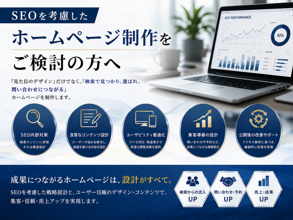 SEOを考慮したホームページ制作で検索流入と問い合わせ増加を目指す方法