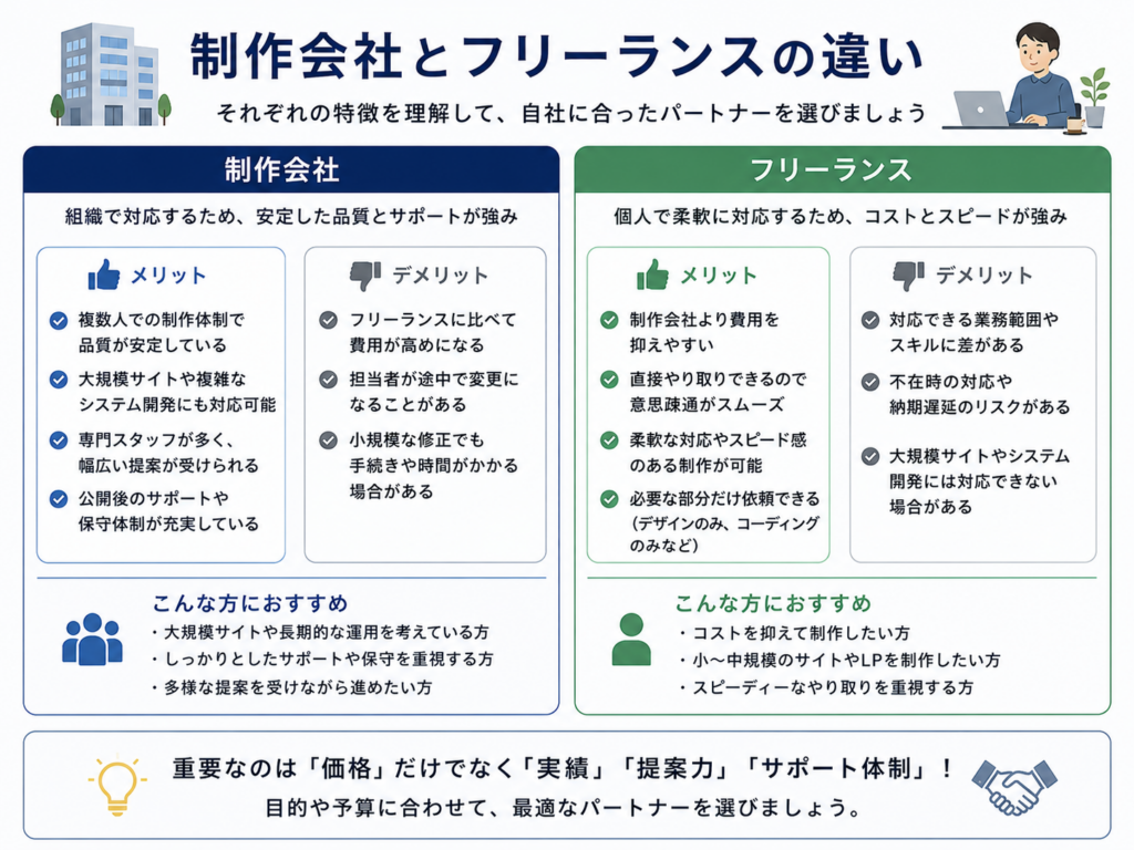 制作会社とフリーランスの違い
