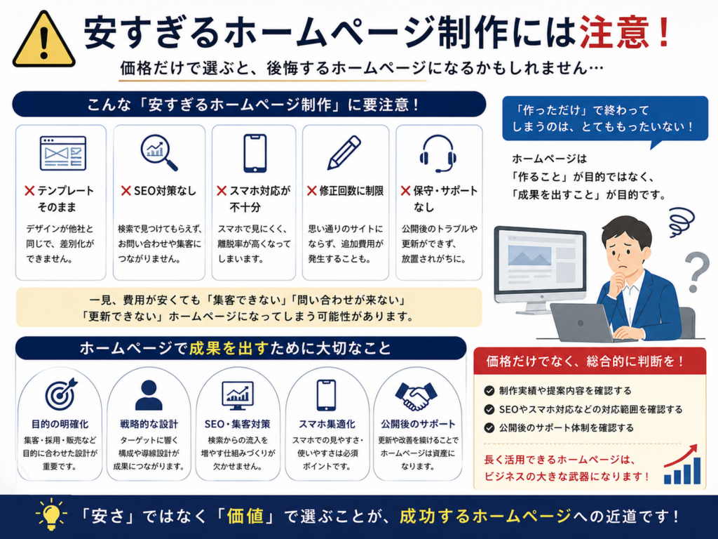 安すぎるホームページ制作には注意