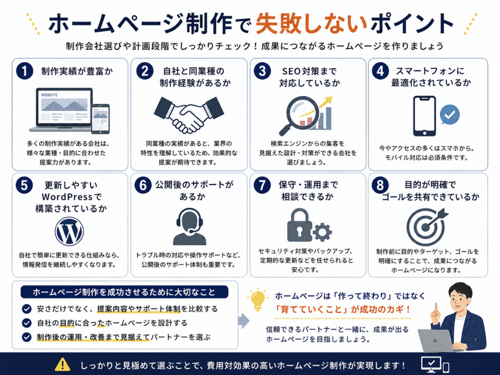 ホームページ制作で失敗しないポイント