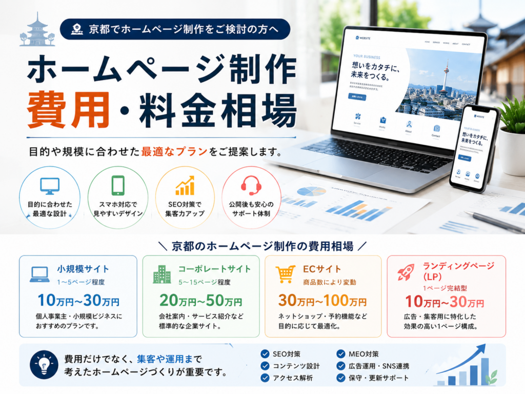京都のホームページ制作費用・料金相場を分かりやすく解説