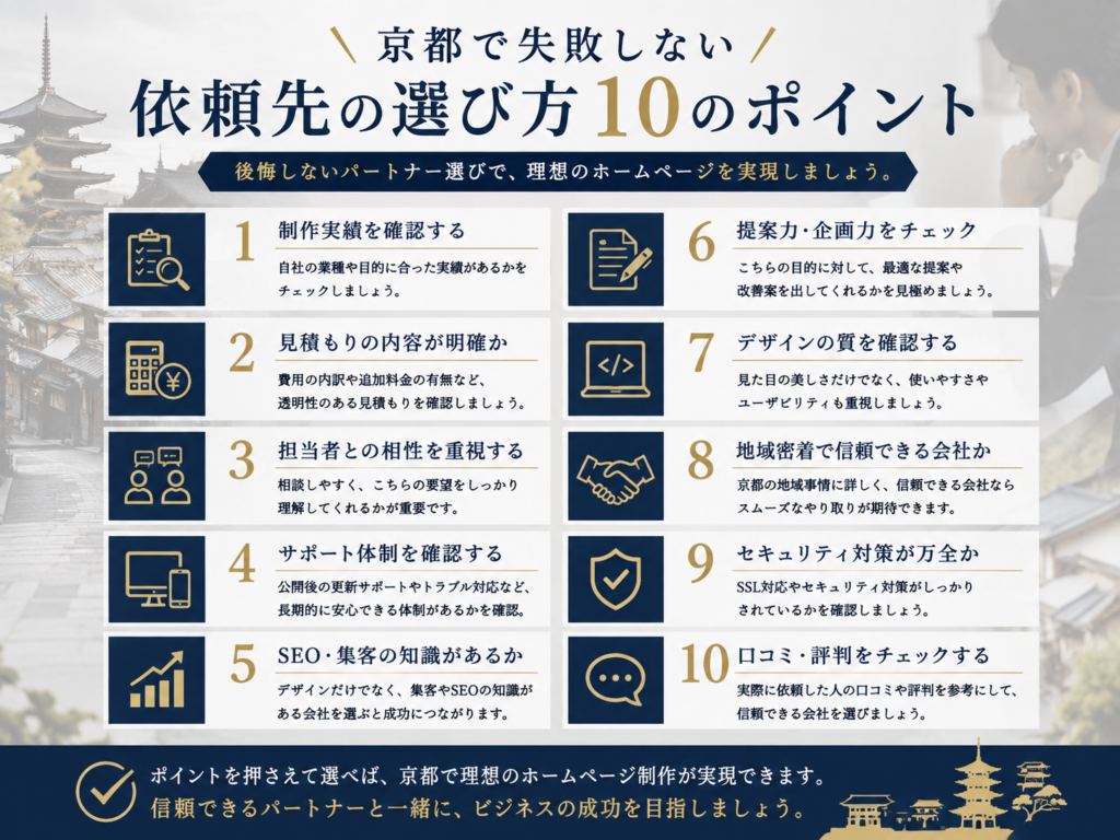 京都で失敗しないホームページ制作会社の選び方｜依頼先を選ぶ10のポイントを分かりやすく解説