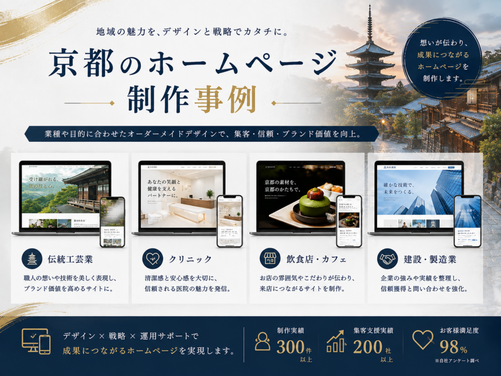 京都のホームページ制作事例｜業種別の制作実績と集客につながるホームページデザインを紹介