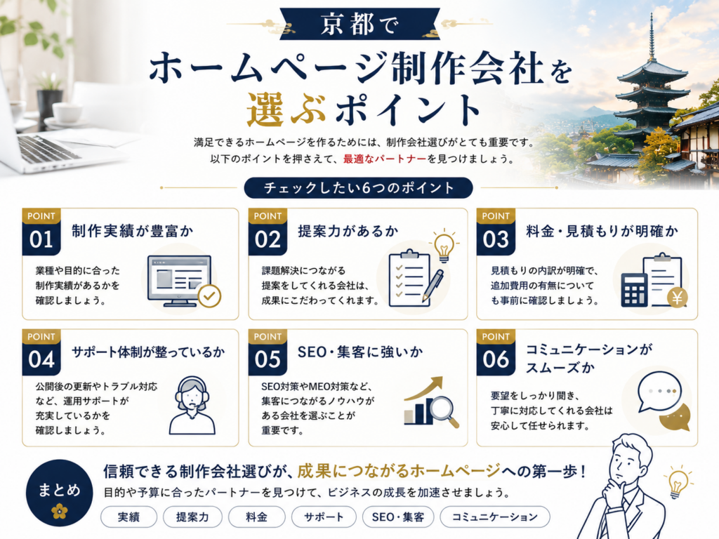 京都のホームページ制作会社の選び方と比較ポイントを解説