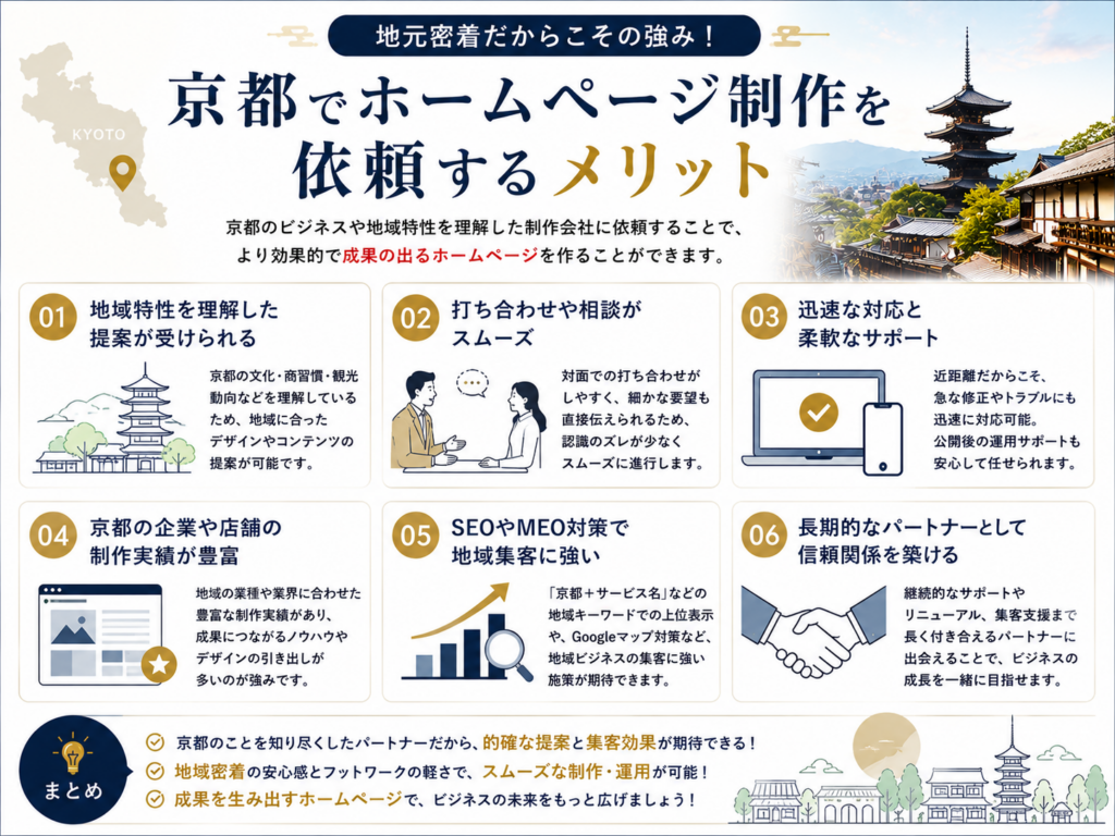 京都のホームページ制作会社へ依頼するメリットや地域密着型の強みを解説