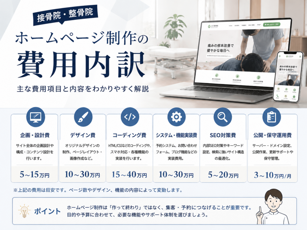 接骨院・整骨院ホームページ制作の費用内訳と主な制作項目