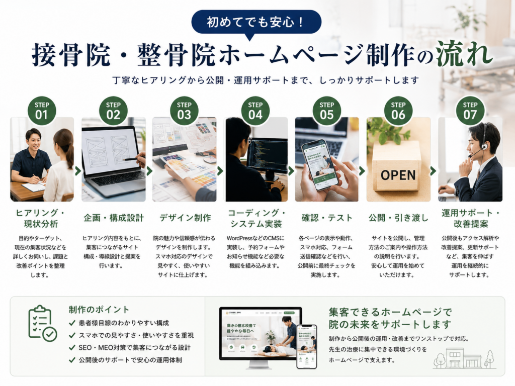 接骨院・整骨院ホームページ制作の流れと公開後の運用サポート