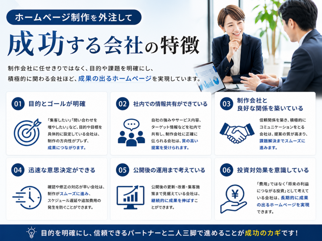 ホームページ制作を外注して成功する会社の特徴を紹介