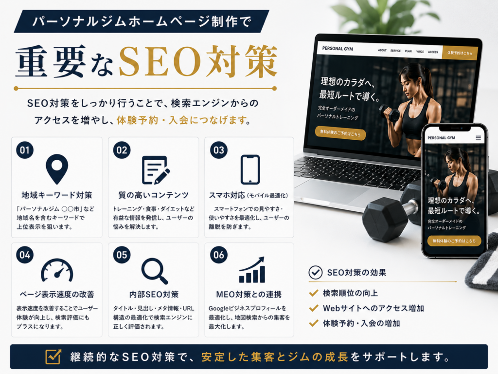 パーソナルジムホームページ制作で重要なSEO対策