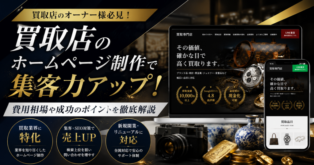 買取店のホームページ制作で集客力アップを実現するホームページデザイン