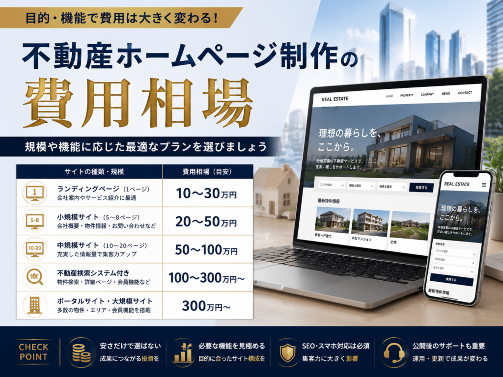 不動産ホームページ制作の費用相場とサイト規模別の料金目安を紹介