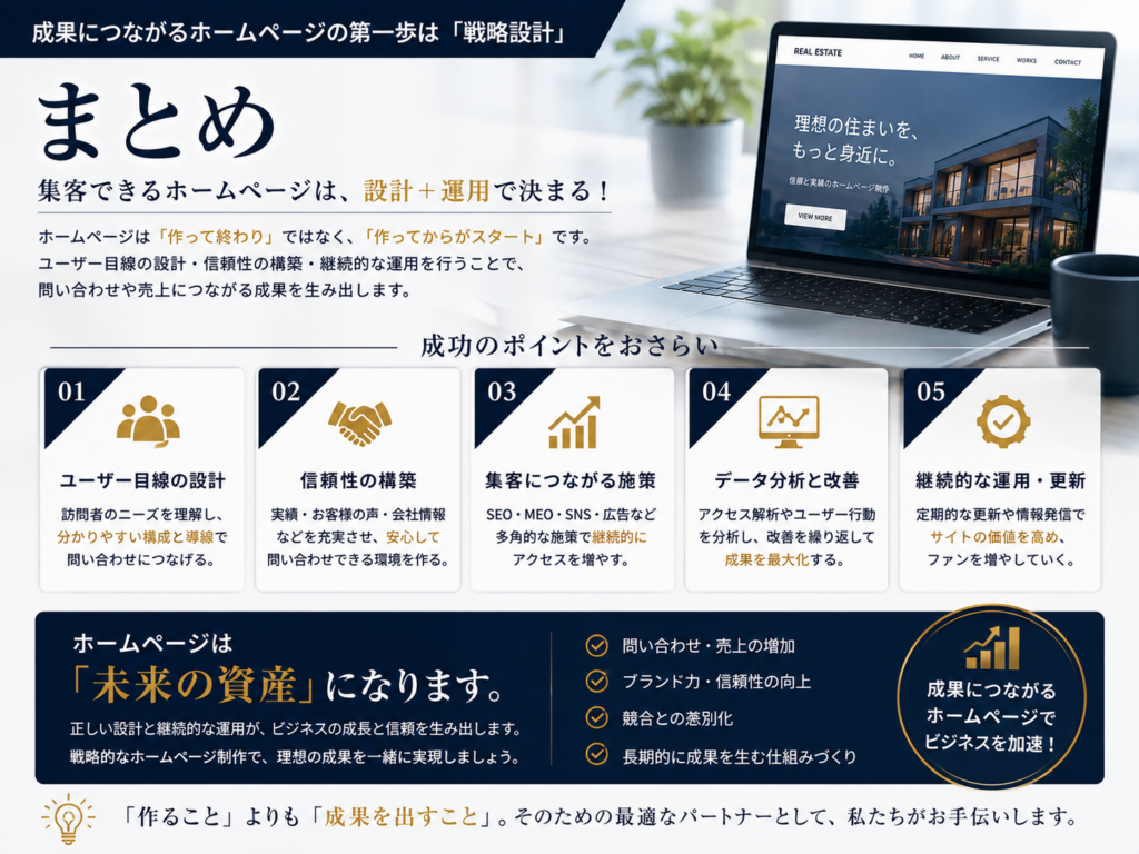 不動産ホームページ制作の重要なポイントをまとめた総まとめ
