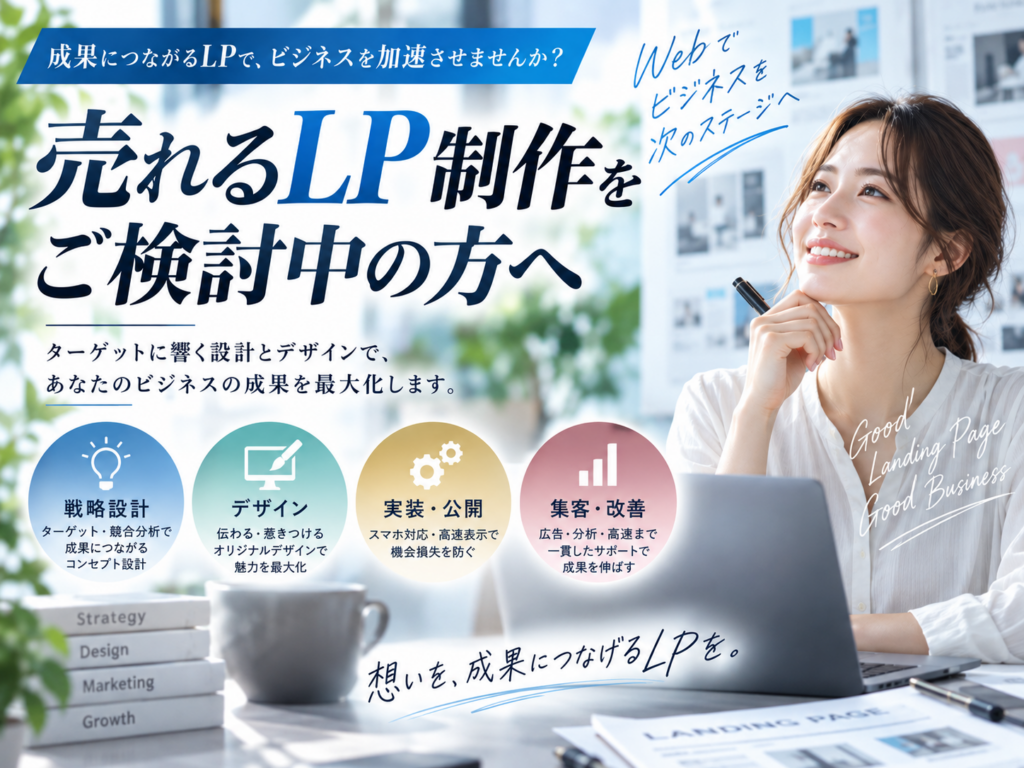 売れるLP制作をご検討中の方へ|戦略設計・デザイン・実装・集客改善までサポート
