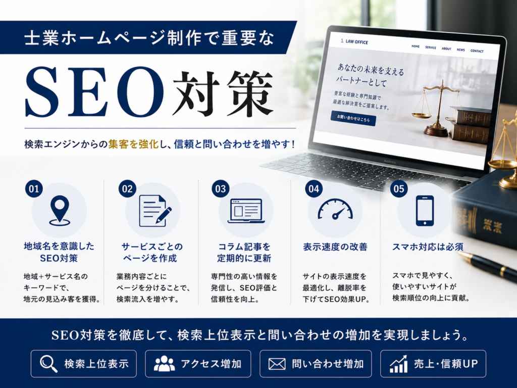 士業ホームページ制作で重要なSEO対策
