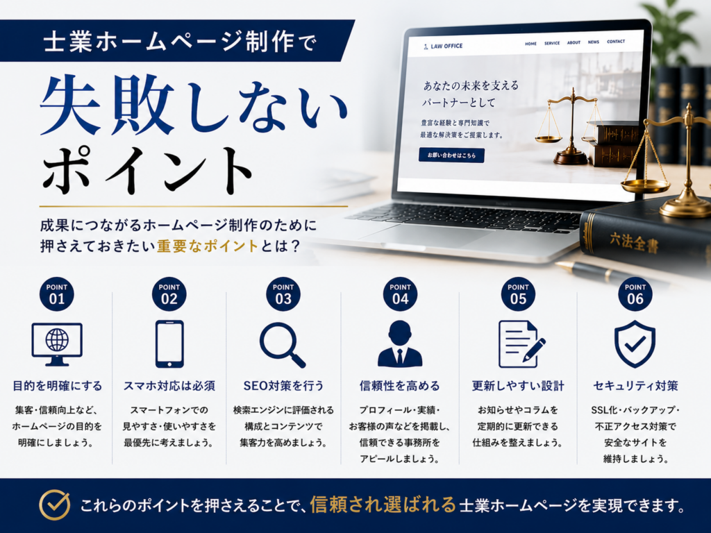 士業ホームページ制作で失敗しないポイント