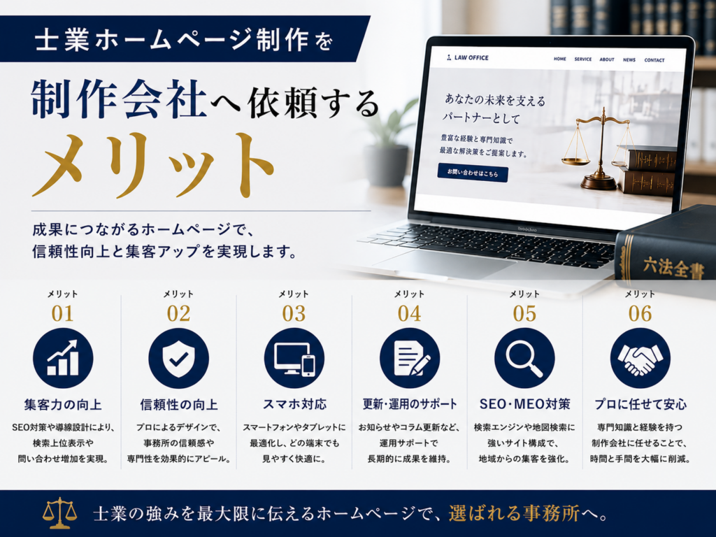 士業ホームページ制作を制作会社へ依頼するメリット