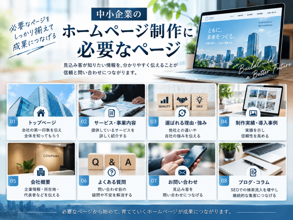 中小企業のホームページ制作に必要なページと基本構成