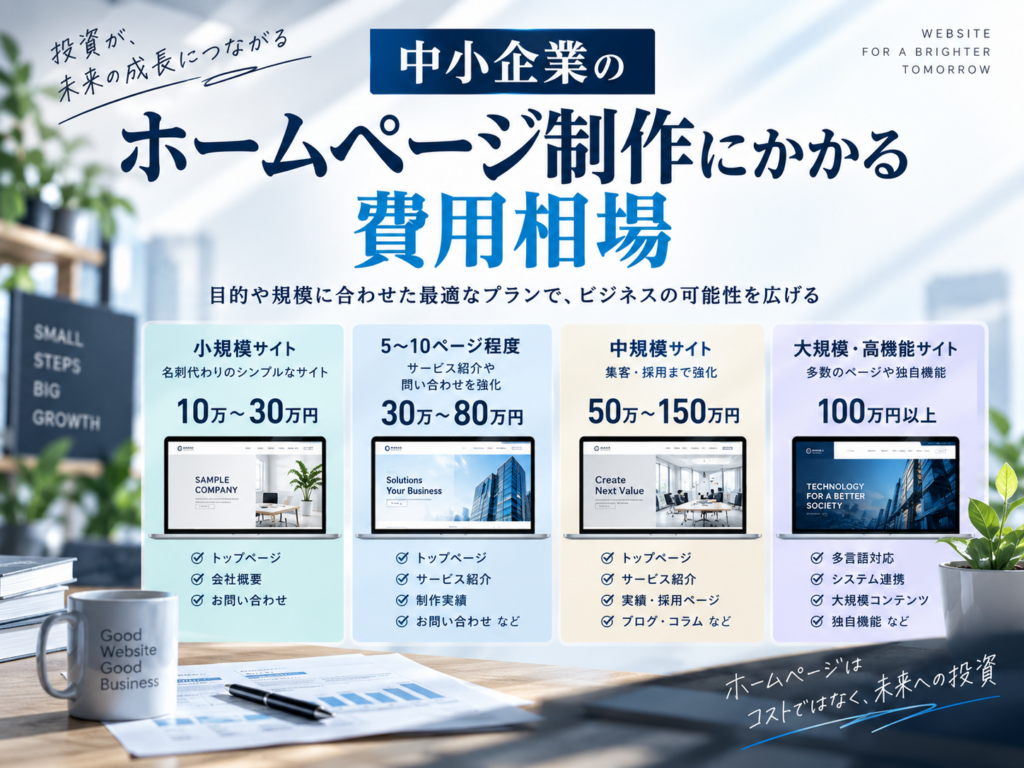 中小企業のホームページ制作にかかる費用相場とサイト規模別の料金目安