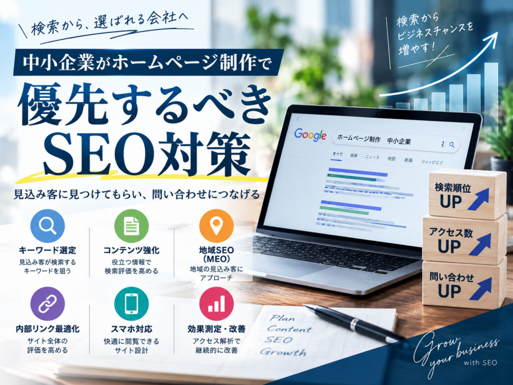 中小企業がホームページ制作で優先するべきSEO対策と集客改善のポイント