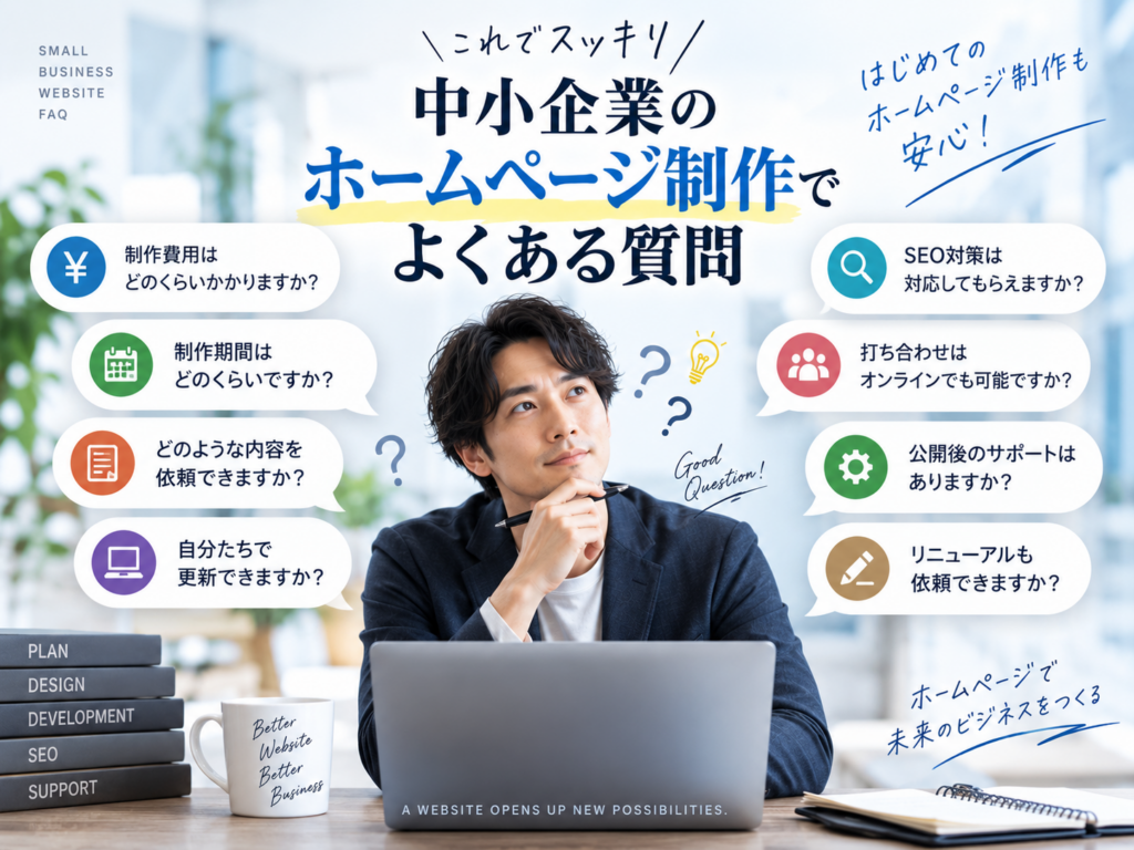 中小企業のホームページ制作でよくある質問｜費用・制作期間・SEO・公開後のサポート