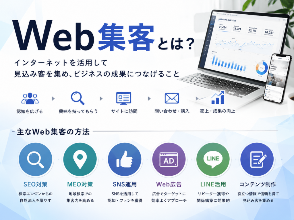 Web集客とは?SEO・MEO・SNS・Web広告・LINEなどインターネットを活用した集客方法を解説