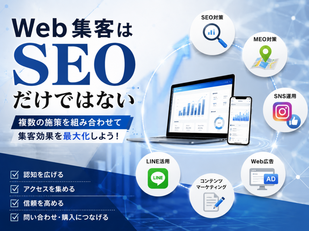Web集客はSEOだけではない|SEO・MEO・SNS・Web広告・LINEを組み合わせた効果的なWeb集客方法
