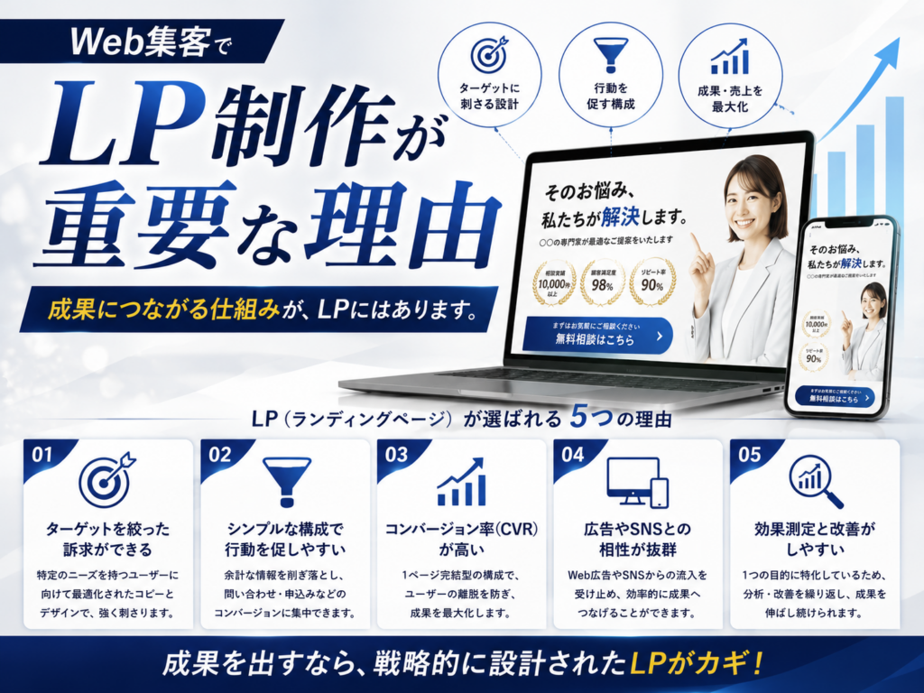 Web集客でLP制作が重要な理由｜ランディングページでコンバージョン率を高め、SEO・Web広告・SNS運用の成果を最大化