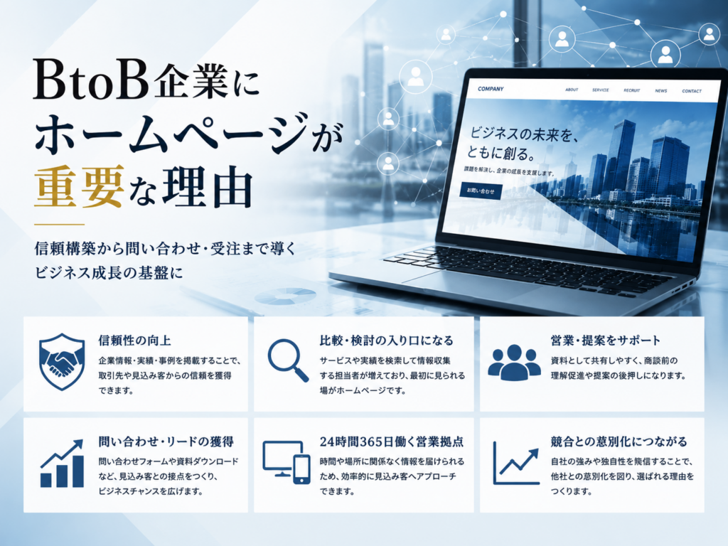 BtoB企業にホームページが重要な理由｜信頼性向上・問い合わせ獲得・営業支援につながるWeb活用