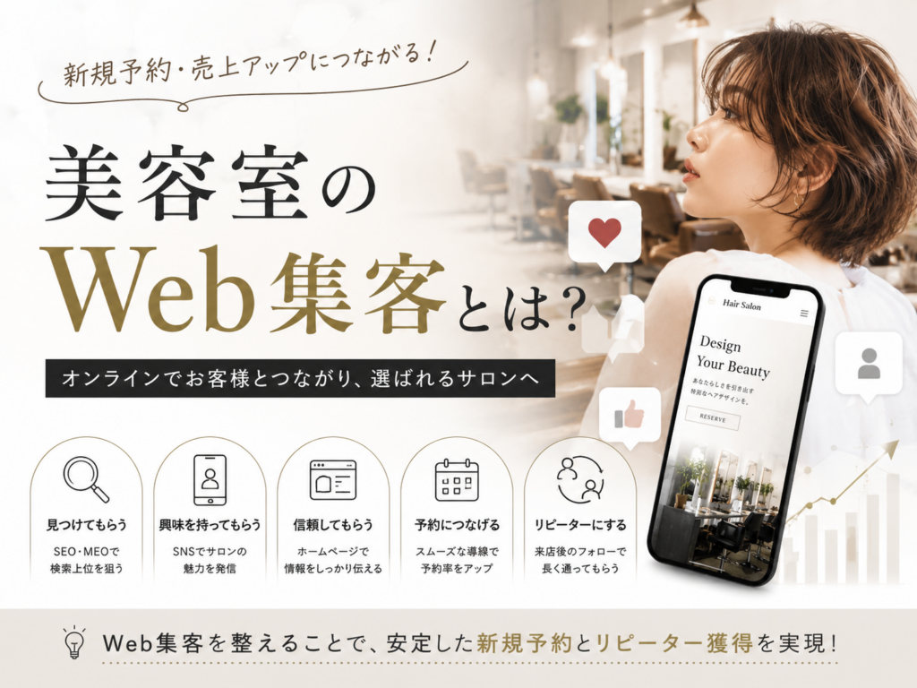 美容室のWeb集客とは？SEO・MEO・SNS・ホームページで新規予約とリピーターを増やす仕組み