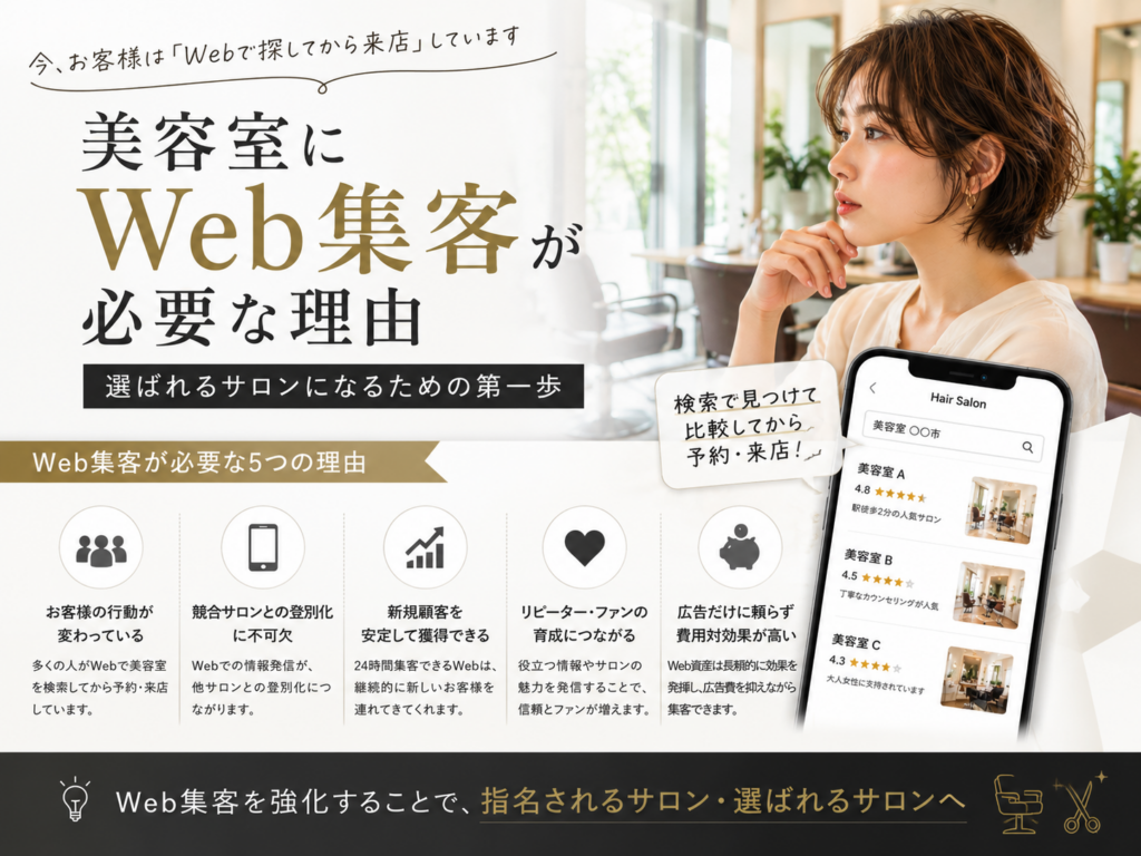 美容室にWeb集客が必要な理由｜新規顧客獲得・競合との差別化・リピーター獲得につなげる方法