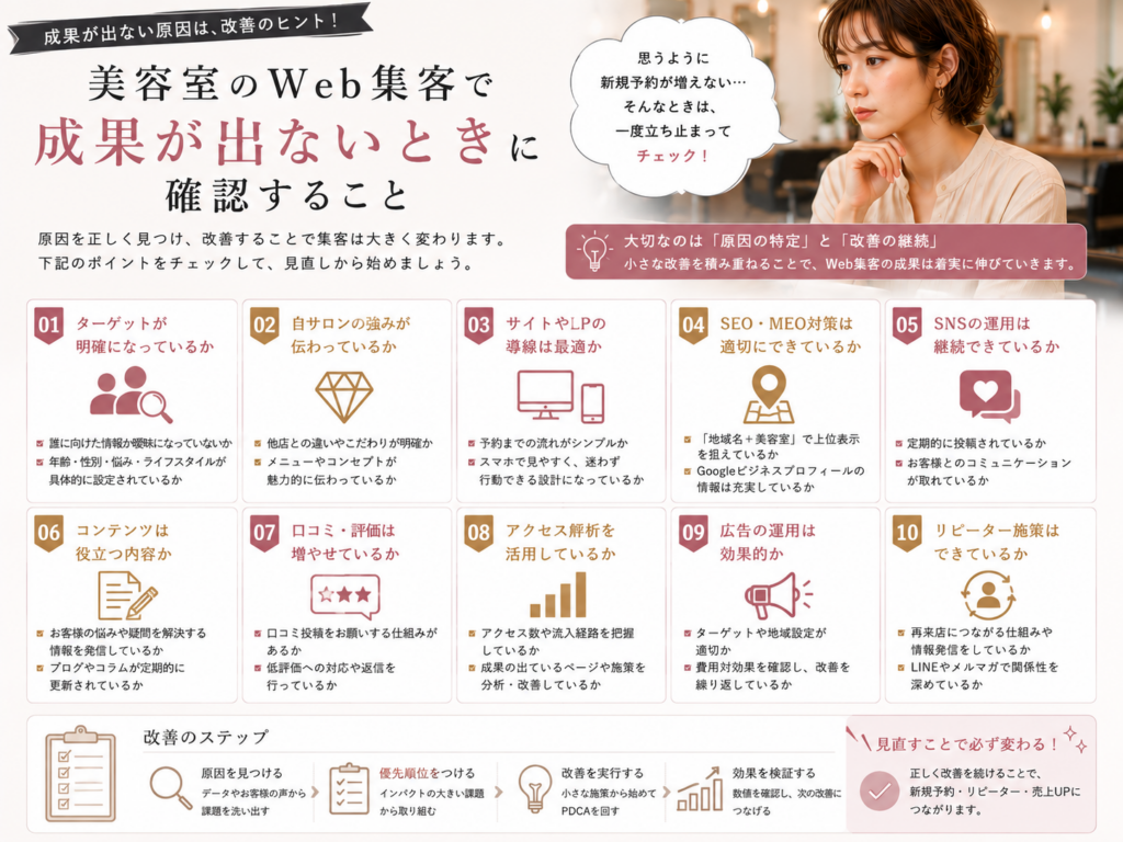 美容室のWeb集客で成果が出ないときに確認すること
